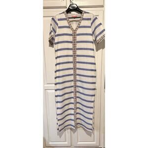 Vilagallo Linen Madison Maxi Dress Size 38 Striped Resort Coastal Vacation